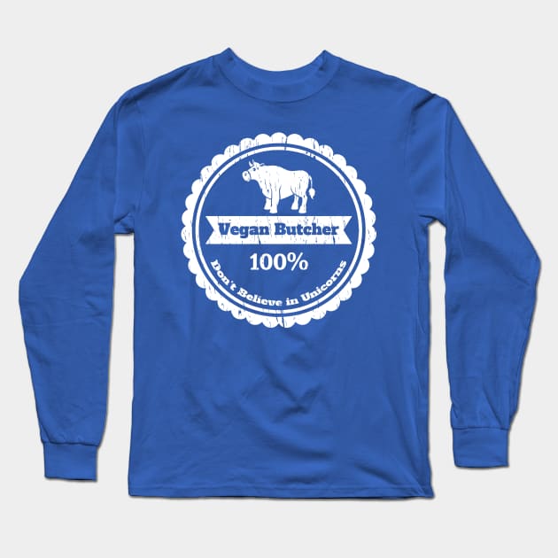 Funny Vegan Butcher Non-Unicorn Believer Long Sleeve T-Shirt by pa2rok